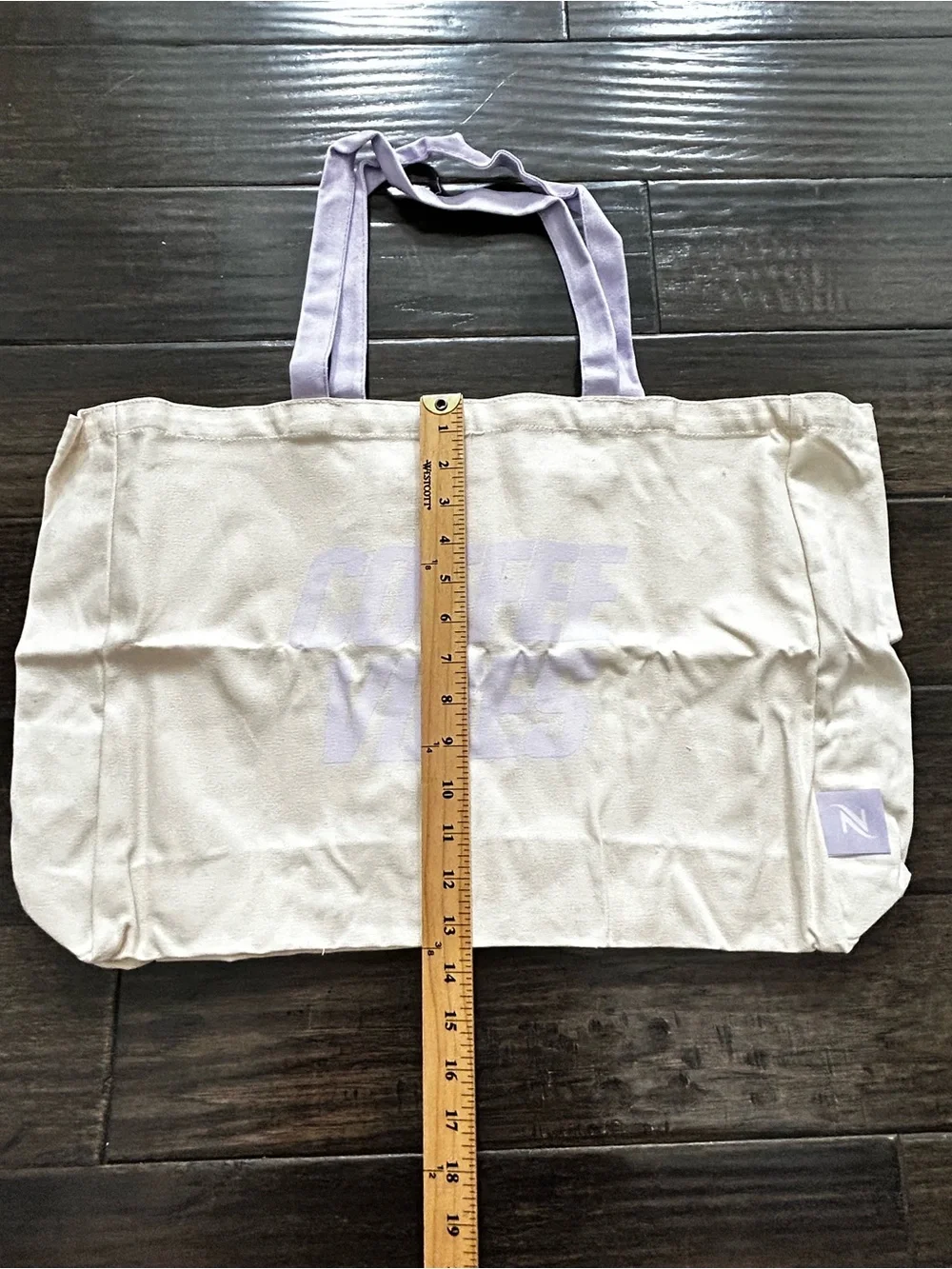 Nespresso Coffee Vibes Canvas Tote Bag - Lavender Cream Handles Limited Edition